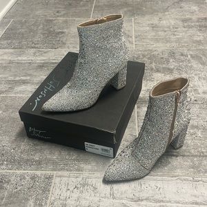 Betsey Johnson Silver Ankle Boots